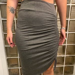 Rayon Stretch Skirt w/ Side Ruching & Drawstring